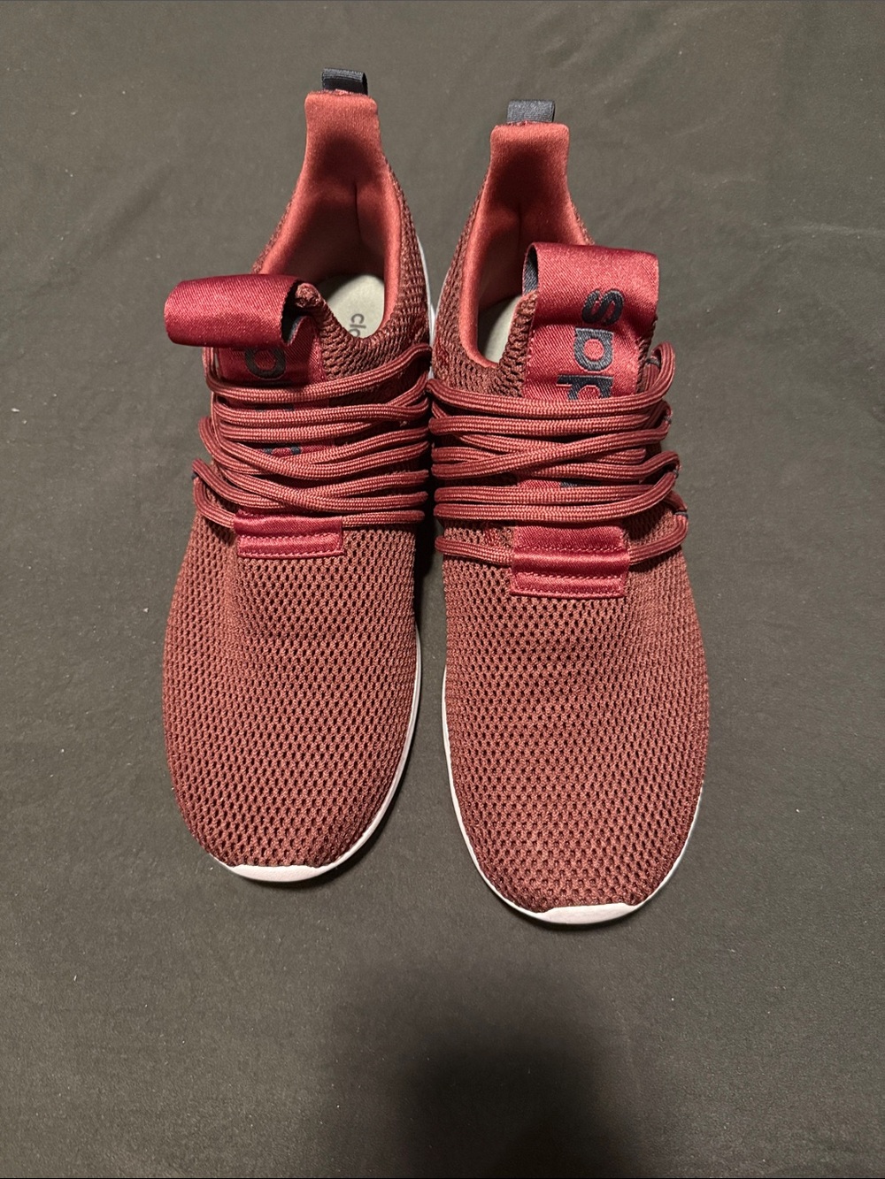adidas Burgundy Knit Slip-On Sneakers with Wrapped Laces